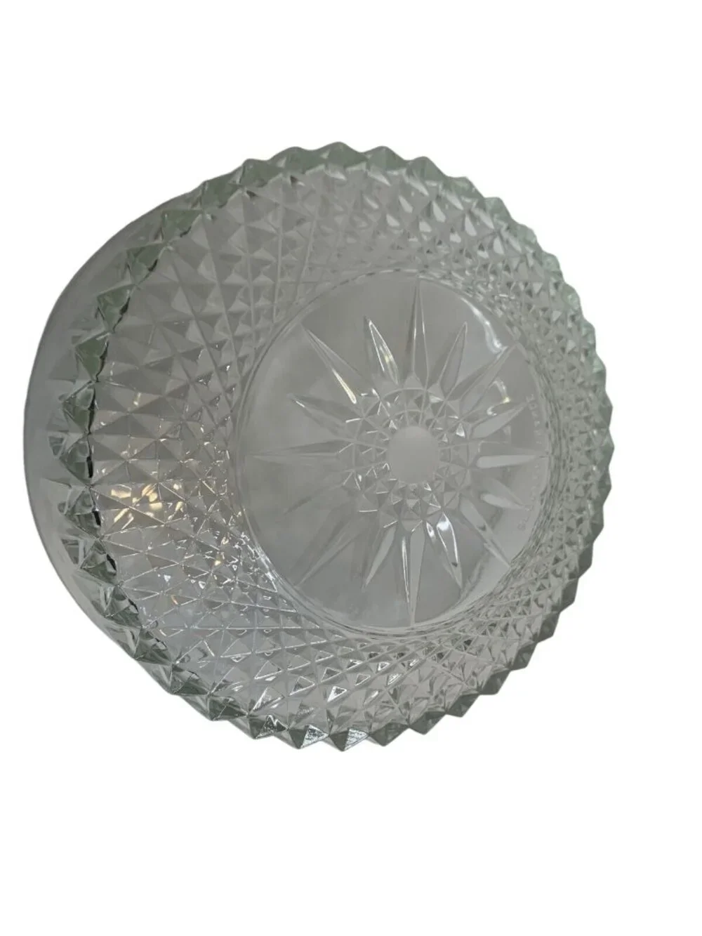 Vintage Indiana Glass Clear Starburst Diamond Cut Serving Bowl  9